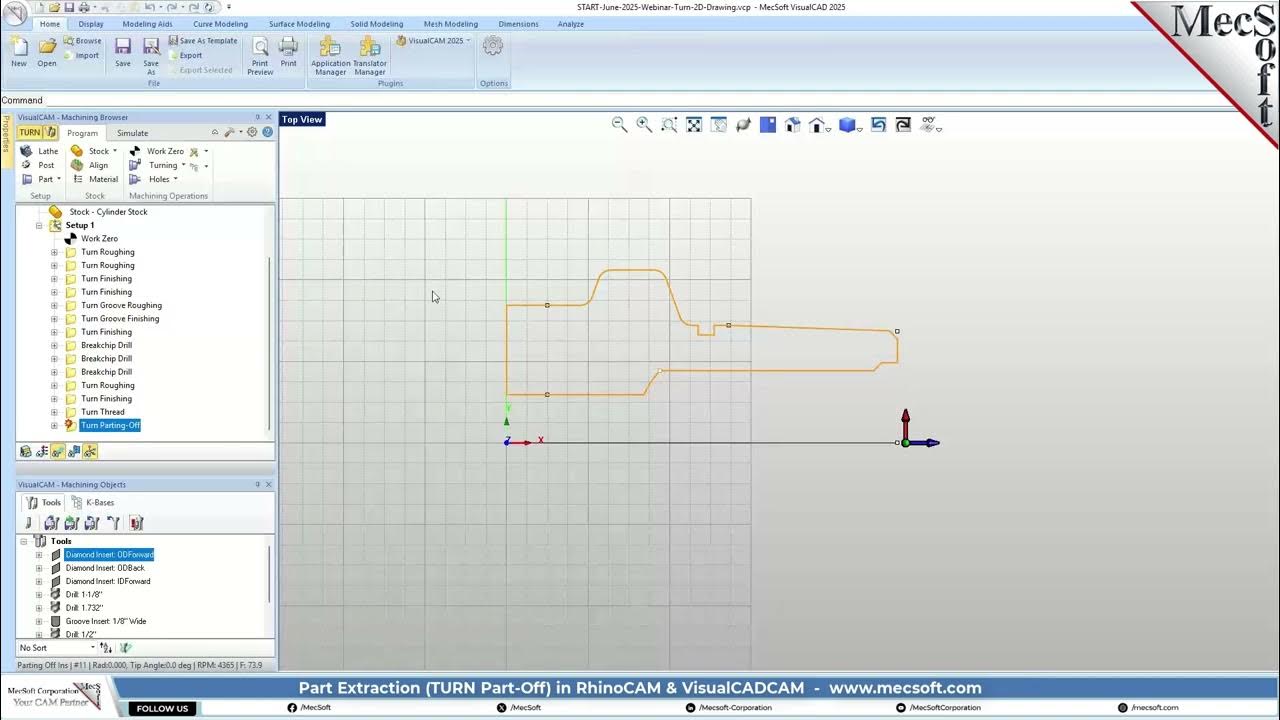 MecSoft's tweet card. TURN Part Off in RhinoCAM-TURN and VisualCADCAM-TURN