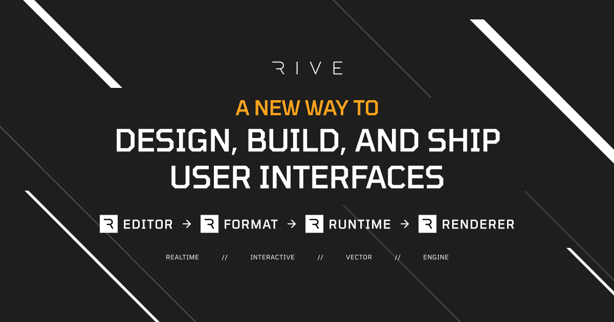 StringswayTech's tweet card. Rive combines an interactive design tool, a new stateful graphics format, a lightweight multi-platform runtime, and a blazing-fast renderer. This pipeline brings interfaces to life with motion across...