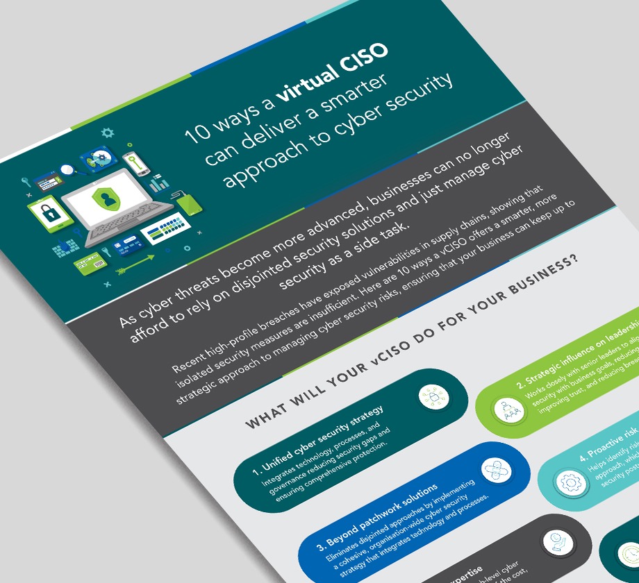 Redcentricplc's tweet card. Find out how a vCISO can help you take a strategic approach to cyber security, meet industry security standards, and ensure good governance.