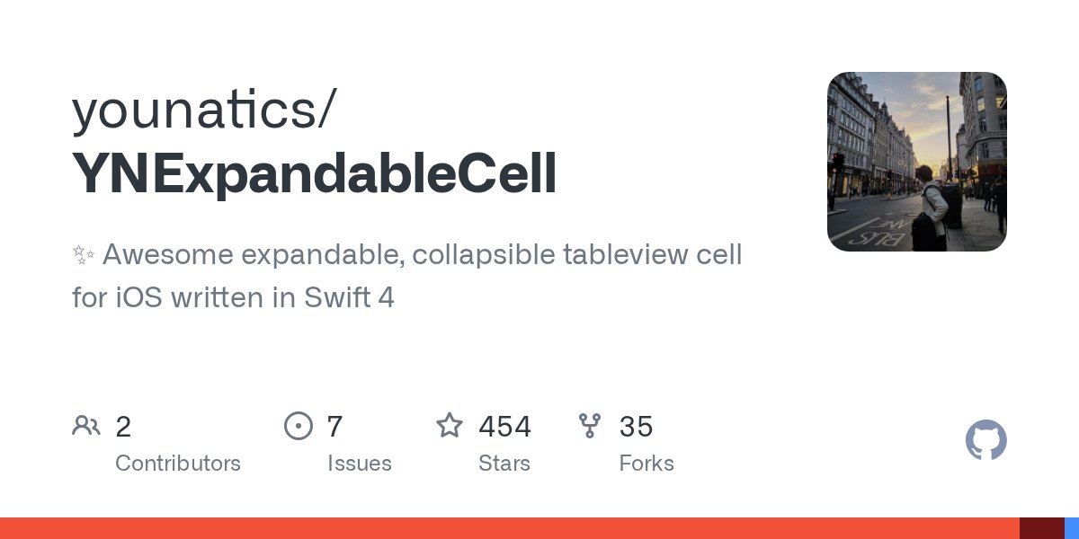 learntocode_'s tweet card. ✨ Awesome expandable, collapsible tableview cell for iOS written in Swift 4 - younatics/YNExpandableCell