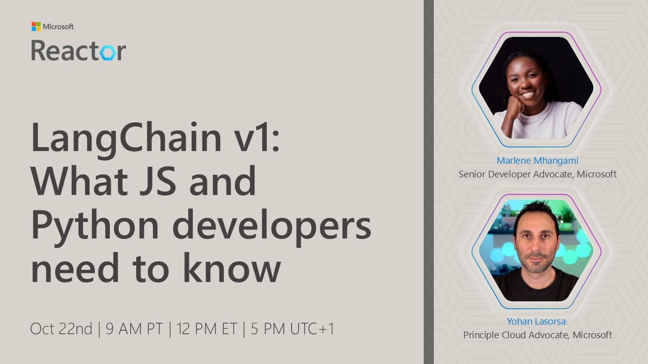 sinedied's tweet card. LangChain v1: What JS and Python developers need to know