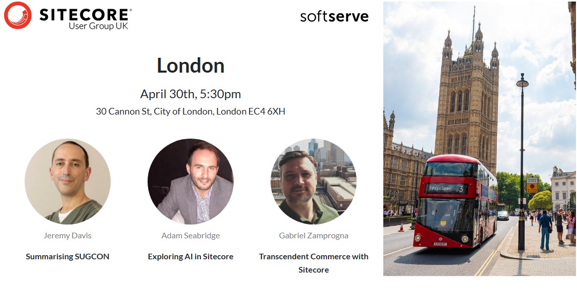 SitecoreUGUK's tweet card. London Sitecore User Group at SoftServe