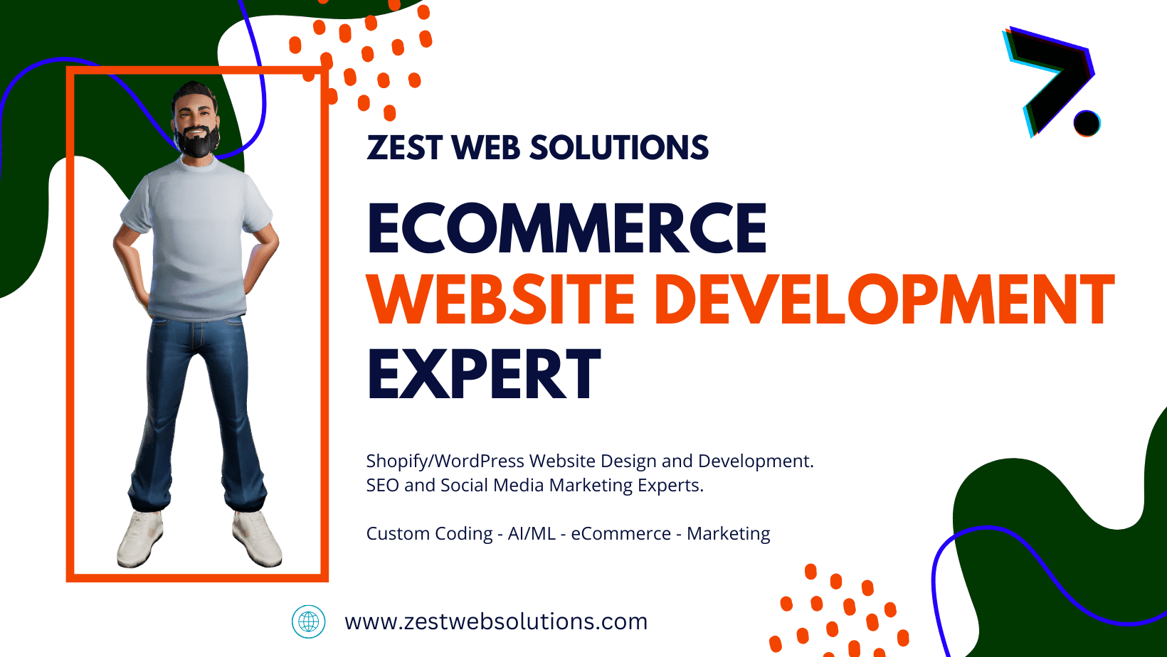 Zestwebs's tweet card. 14+ years of eCommerce expertise. We build high-converting Shopify & WordPress stores with 90+ PageSpeed scores. Get a FREE audit today!