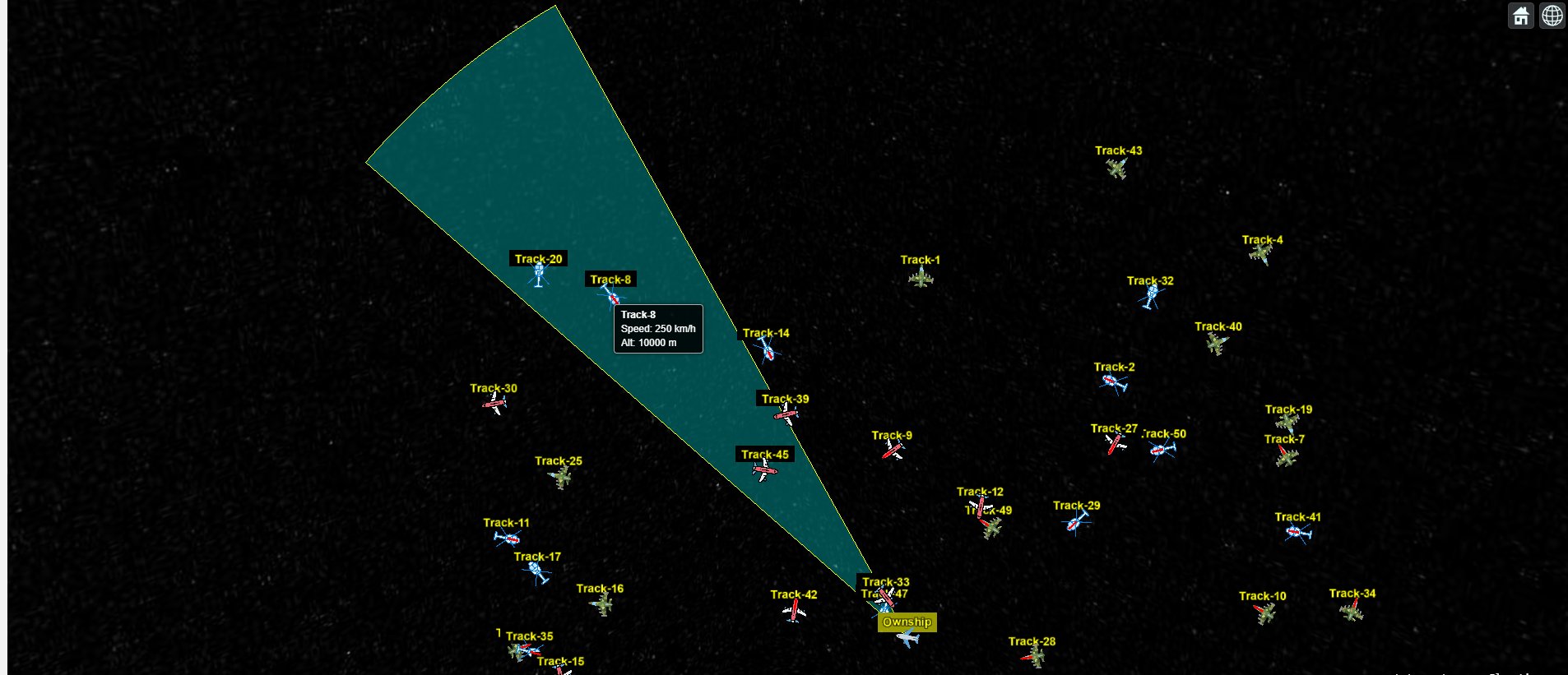 ManyaTechBang's tweet card. Learn how to display a radar scanning sector in CesiumJS by dynamically drawing a fan-shaped polygon aligned with ownship heading.