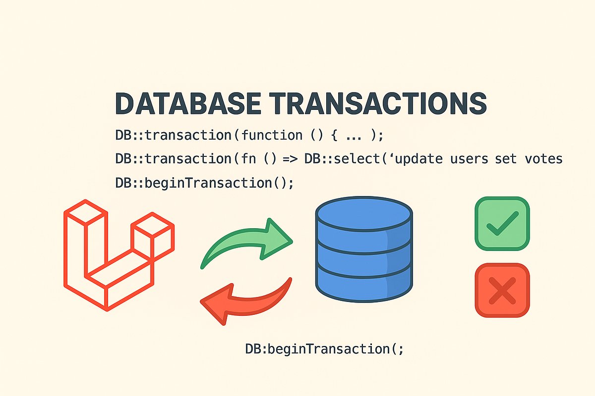 laravel_ma41795's tweet card. Database transactions are one of the most powerful — yet often overlooked — features of Laravel. They allow you to group multiple database…