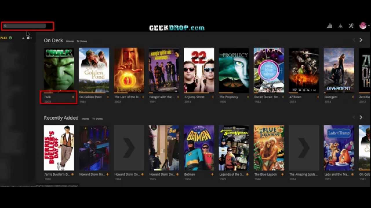 geekdrop's tweet card. Plex Media Server - Web Interface - Search Bug - Nothing Found -...
