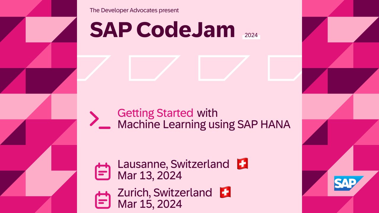 Sygyzmundovych's tweet card. I am glad to share that two more events on the topic of Getting Started with Machine Learning using SAP HANA and Python" are happening next month in March 2024, this time in Switzerland! Registration...