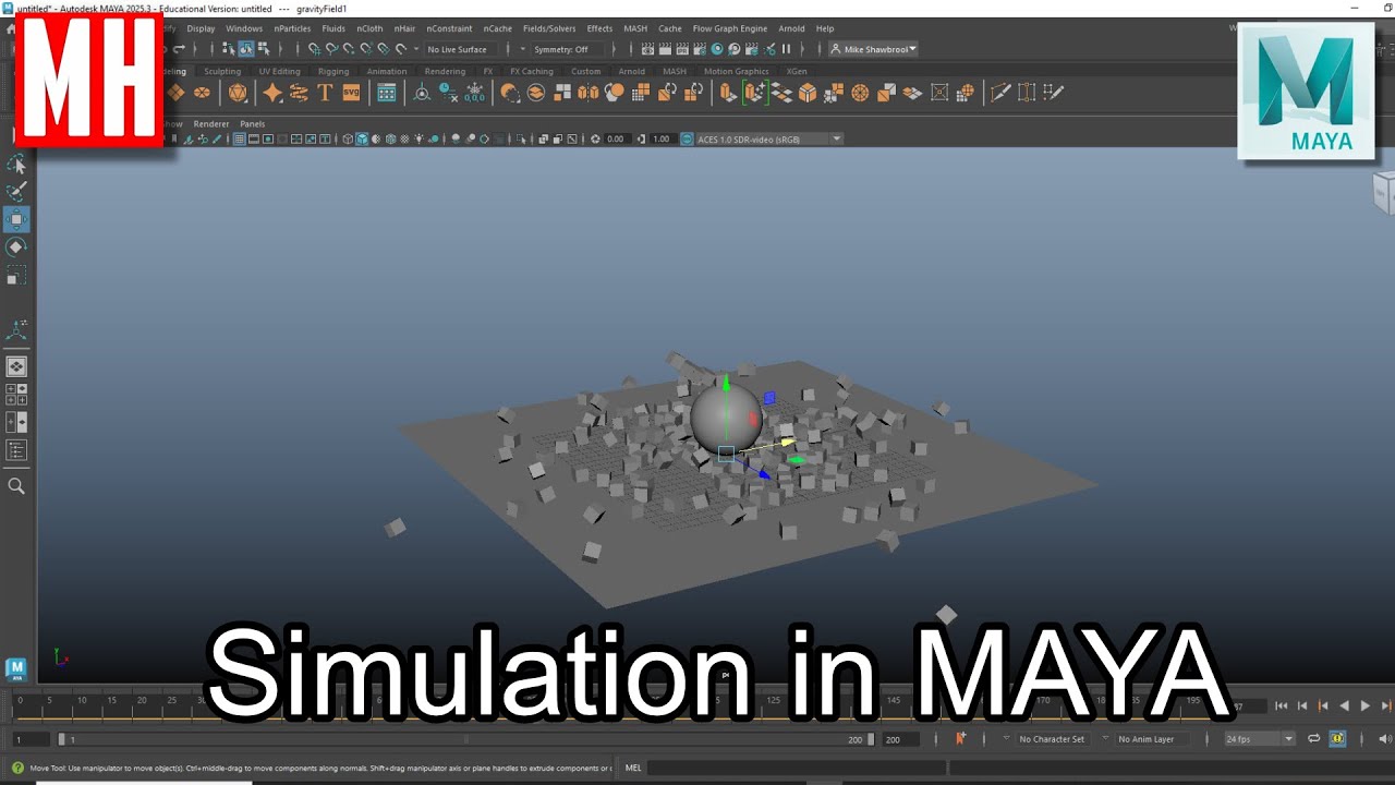 MHTutorials's tweet card. Maya FX tutorial : Running a simulation with Active and Passive Rigid...