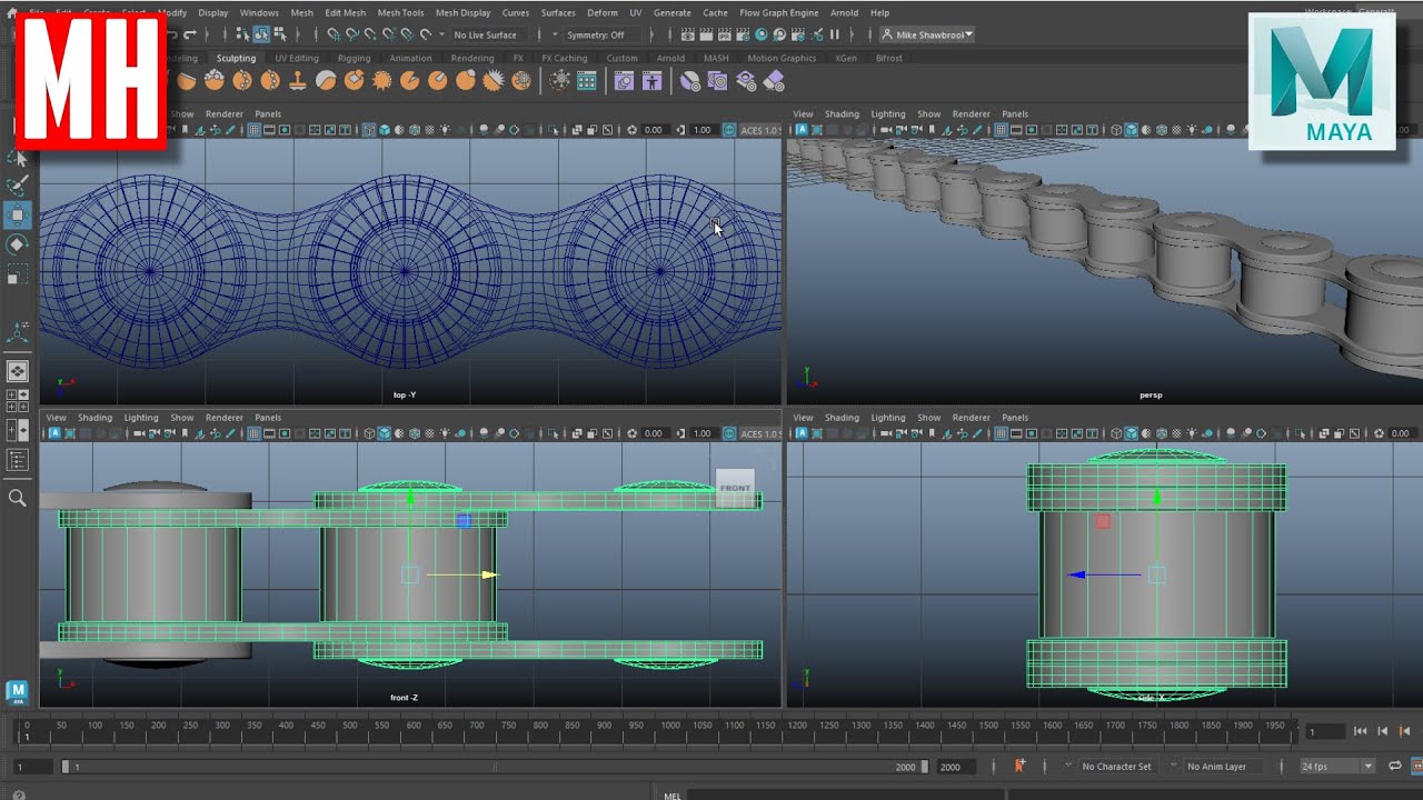 MHTutorials's tweet card. Maya 2025 tutorial : Let's model a bike chain