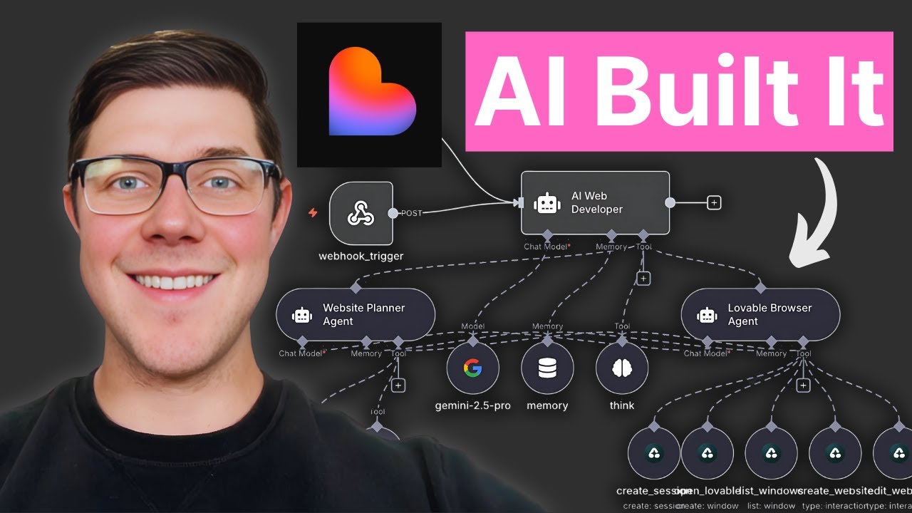 recap_david's tweet card. I Used Lovable + n8n to Build an AI Web Developer Agent (free...