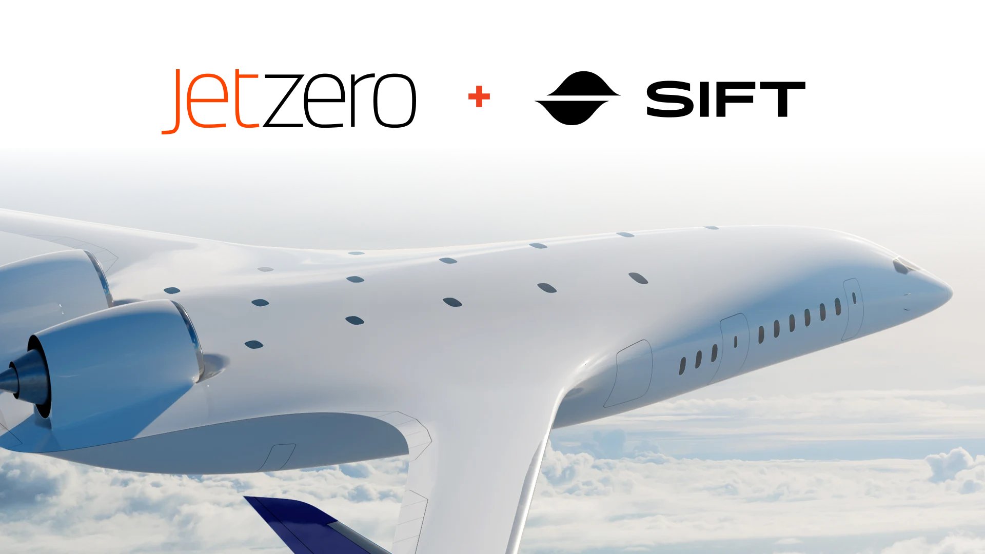 SiftStack's tweet card. Sift powers JetZero’s next-gen aircraft with scalable telemetry solutions, ensuring safety, efficiency, and precision in sustainable aviation