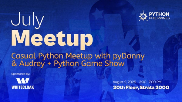 audreyfeldroy's tweet card. **PythonPH July 2025 Casual Meetup** Casual Python Meetup with pyDanny & Audrey + Python Game Show **Hey Pythonistas!** Are you thrilled about this month's meetup? The upc