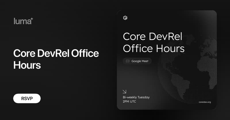 corechain_devs's tweet card. Got a project idea to showcase? Facing technical hurdles? Or just curious to catch up on the latest in the Core ecosystem? Join the Core DevRel team for our…
