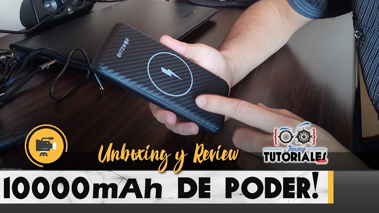 JimmyTutoriales's tweet card. BlitzWolf Power Bank BW-WP1 | Cargador Portable con Carga Inalámbrica!