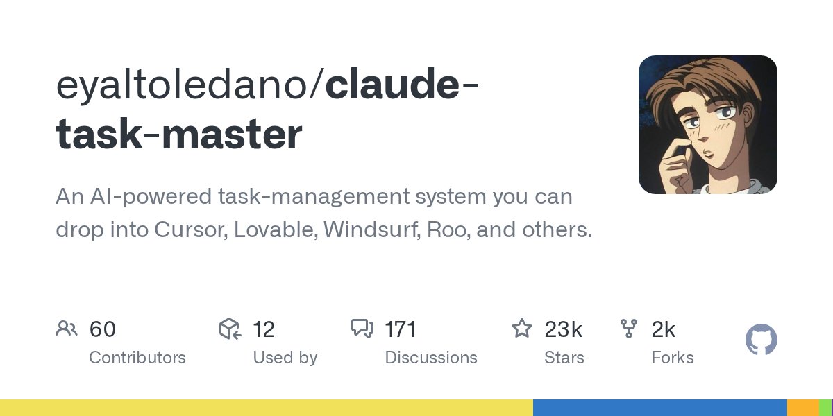 clxymox's tweet card. An AI-powered task-management system you can drop into Cursor, Lovable, Windsurf, Roo, and others. - eyaltoledano/claude-task-master