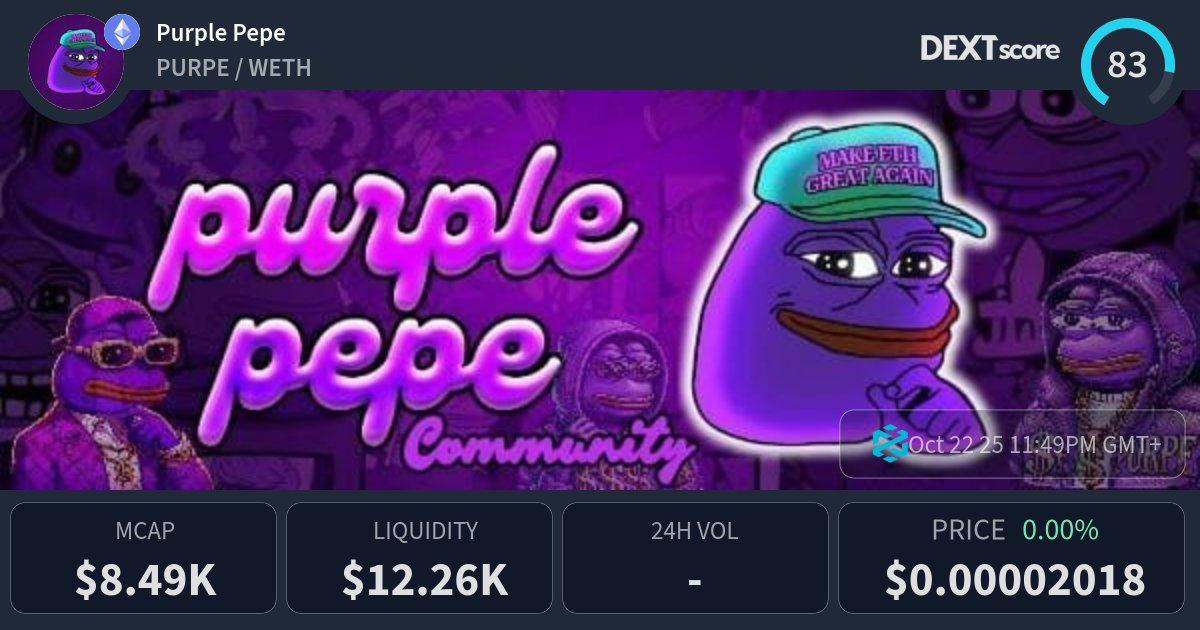 jac_dailycode's tweet card. Purple Pepe latest price, buy, sell and trade PURPE