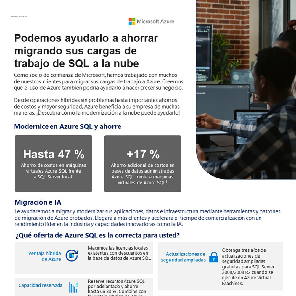 AndradesSoft's tweet card. Podemos ayudarlo a migrar sus cargas de trabajo de SQL a la nube