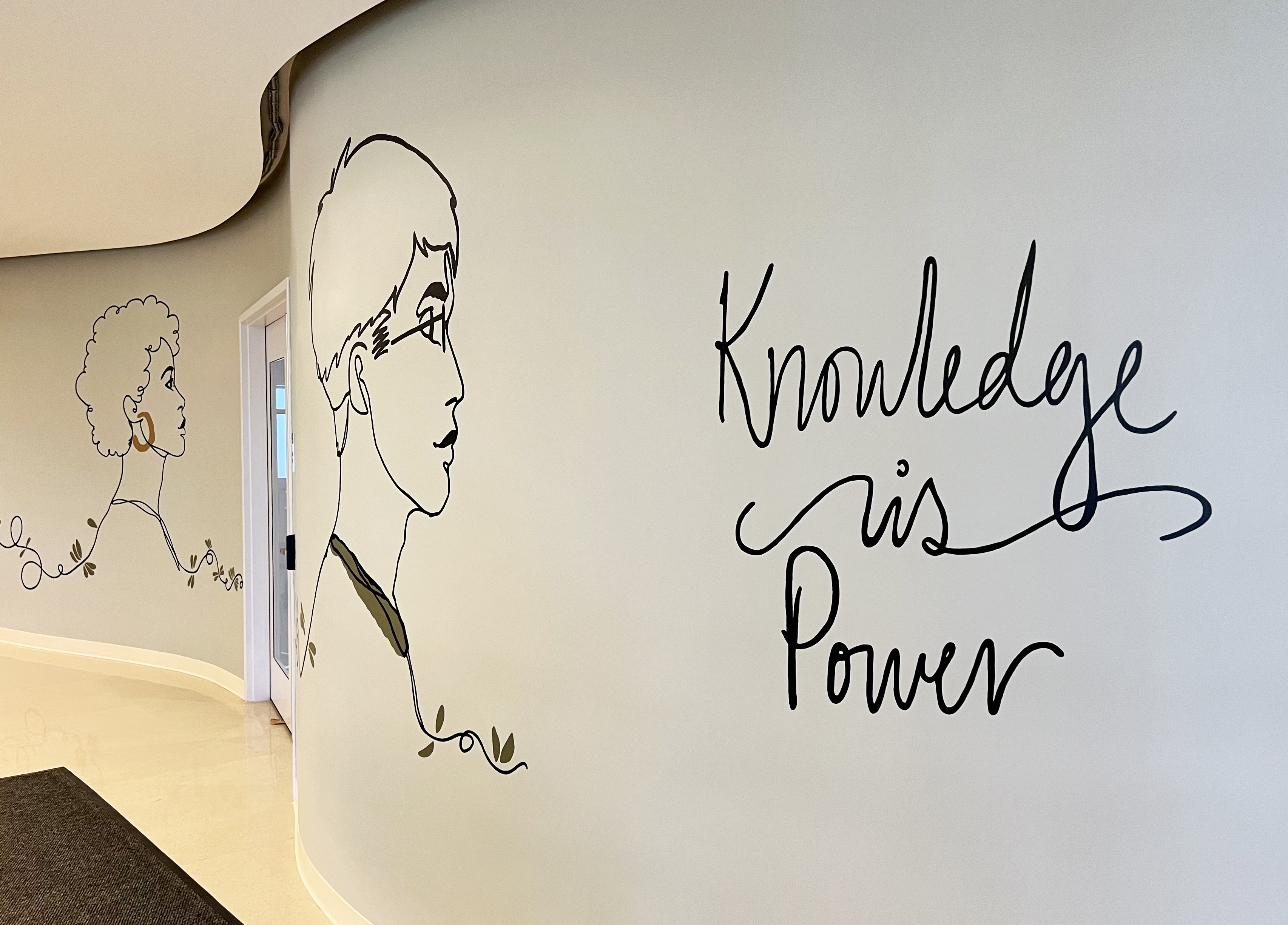 AdelphiLibrary's tweet card. There's something different about Swirbul Library: The wall at the entrance, outside the Innovation Center, has gone from blank to brilliant, displaying a stunning mural, courtesy of the Department...