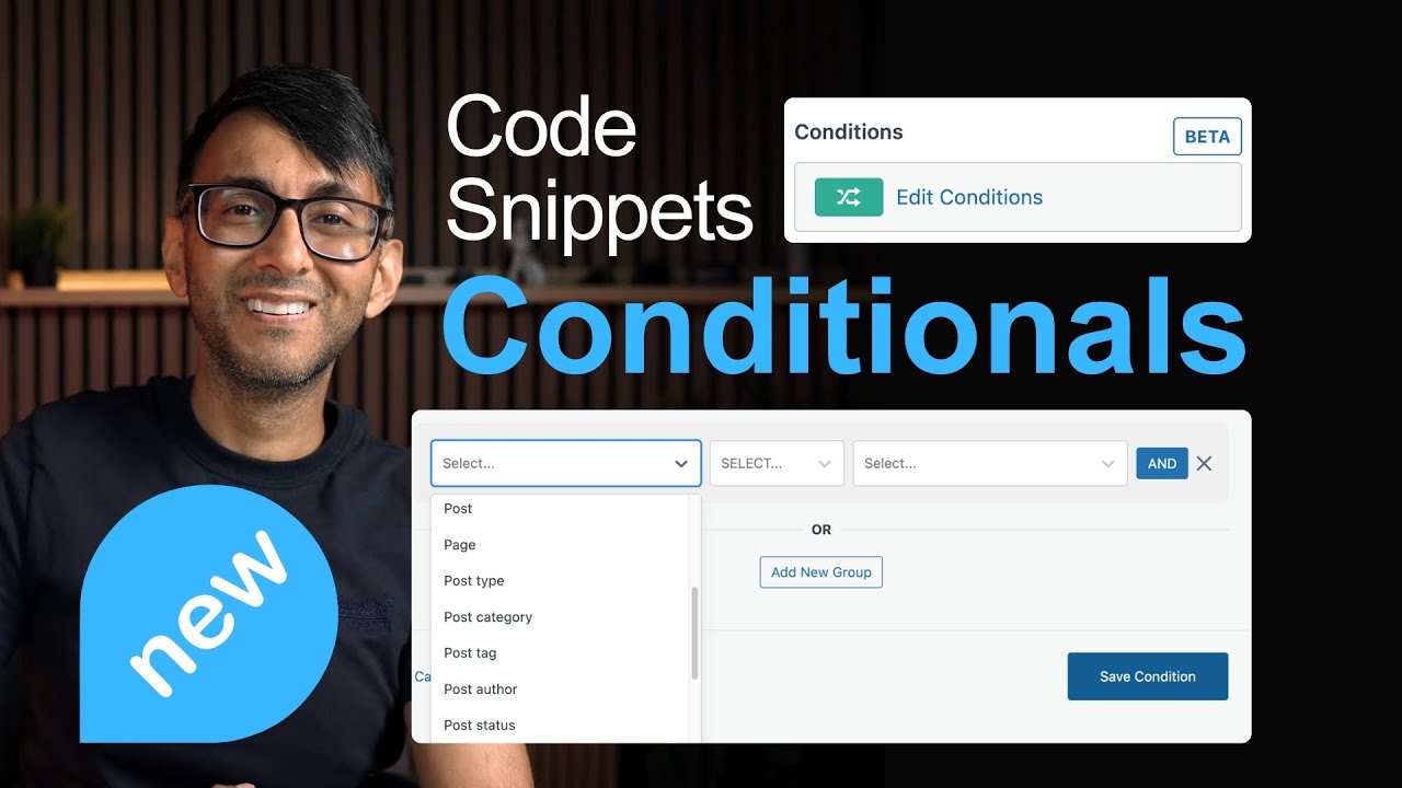 ImranWebsites's tweet card. Code Snippets has got CONDITIONALS