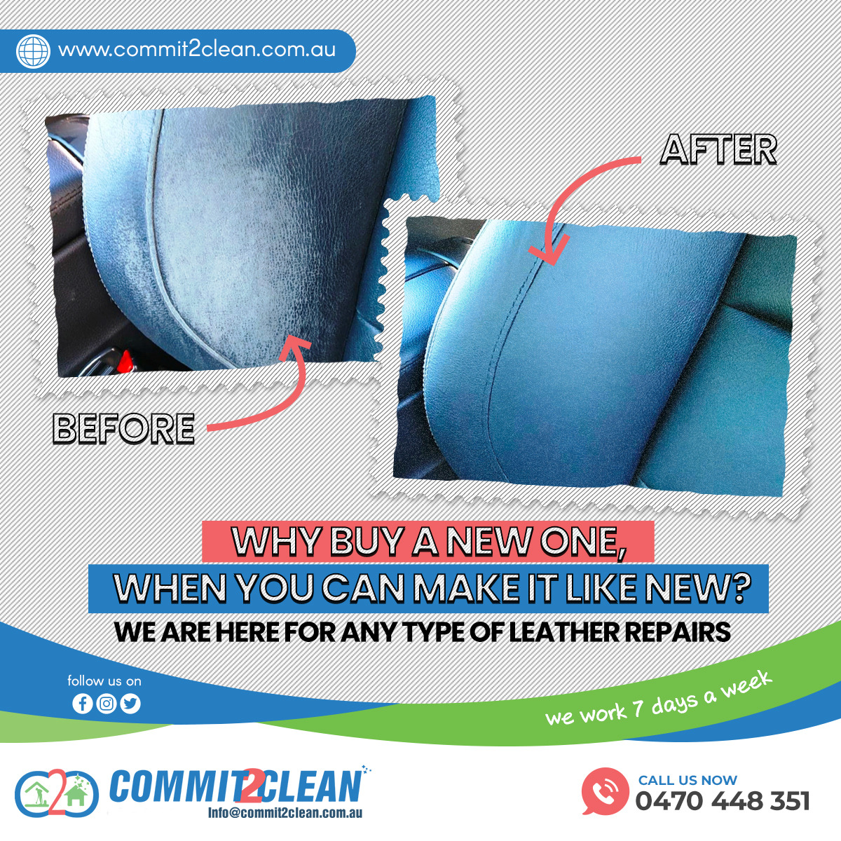commit_2clean's tweet card. 💬 0  🔁 0  ❤️ 0 · Leather Restoration and Leather Repairs services Melbourne · Leather Restoration and Leather Repairs services Melbourne Did you know? With Us, You Can Make Your Leather Live Long…