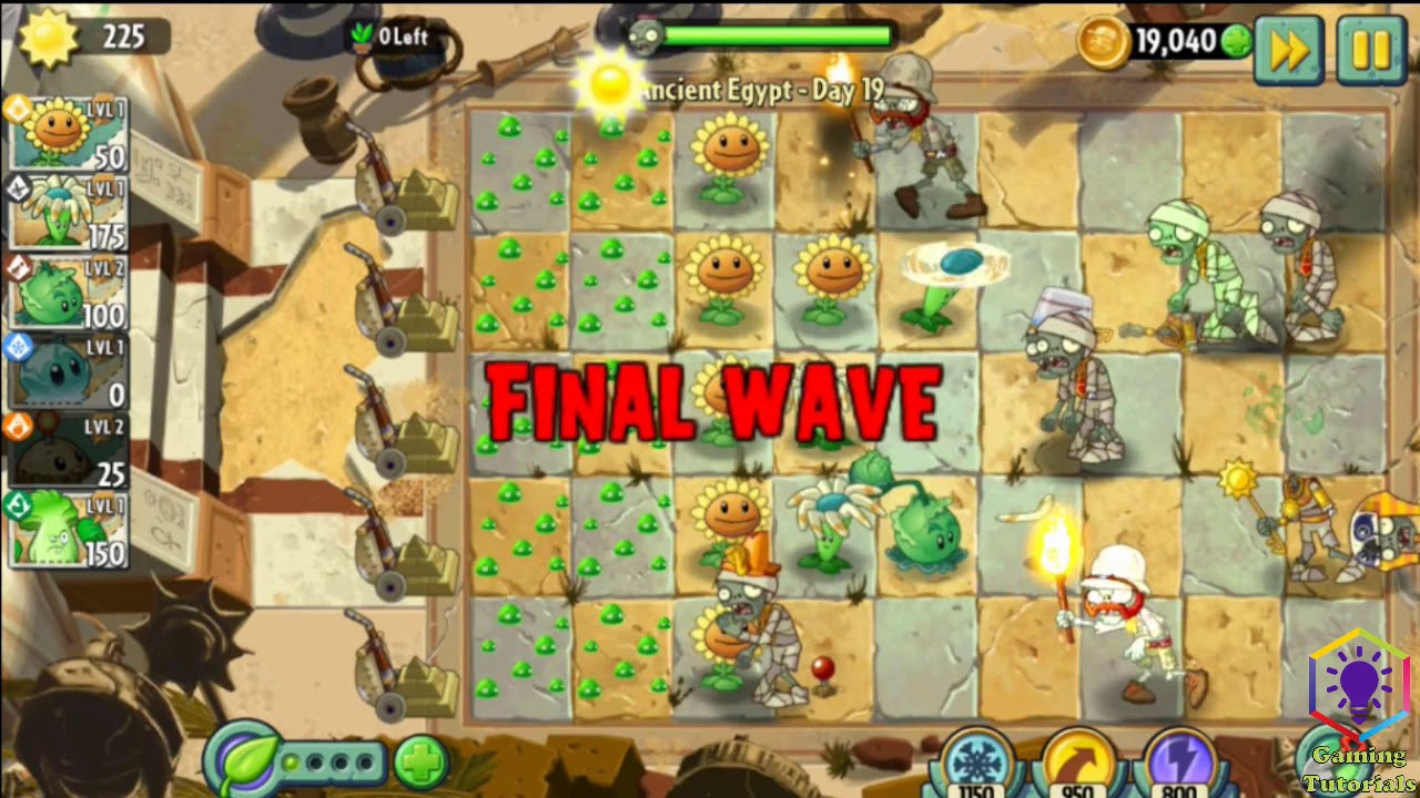 gamingtutorial5's tweet card. Plants vs Zombies 2 Ancient Egypt Day 19