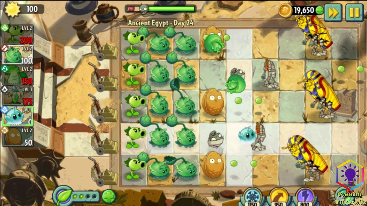gamingtutorial5's tweet card. Plants vs Zombies 2 Ancient Egypt Day 24