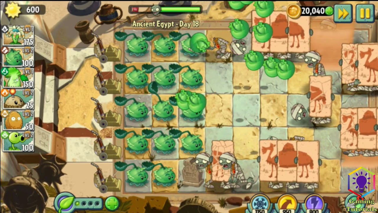 gamingtutorial5's tweet card. Plants vs Zombies 2 Ancient Egypt Day 18