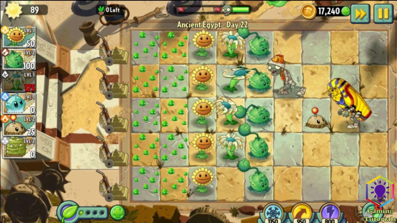 gamingtutorial5's tweet card. Plants vs Zombies 2 Ancient Egypt Day 22