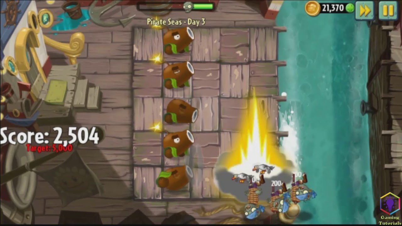 gamingtutorial5's tweet card. Plants vs. Zombies 2 - Pirate Seas - Day 3
