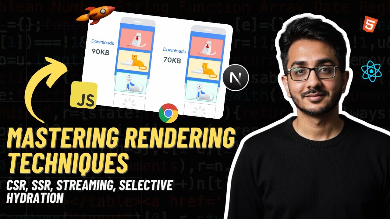 yomeshgupta's tweet card. Mastering Rendering Techniques: CSR, SSR, Streaming with Selective...