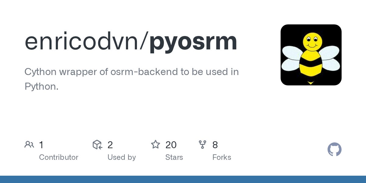 EnricoDVN's tweet card. Cython wrapper of osrm-backend to be used in Python. - enricodvn/pyosrm
