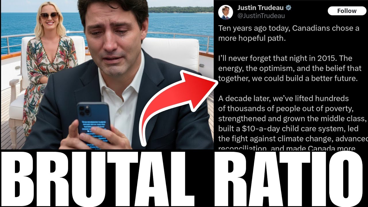 adelphi's tweet card. Trudeau's 10 year anniversary post gets DEMOLISHED