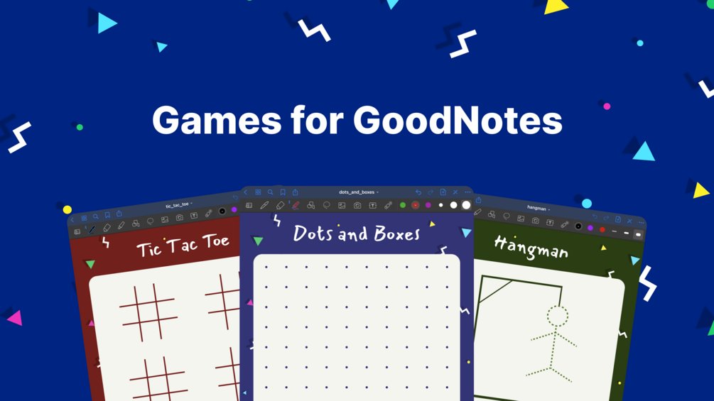 templatestackio's tweet card. Games in GoodNotes? Why not! 🎉Turns your iPad into digital paper and try ‘pencil & paper” games in a new way ✨1️⃣ Dots & BoxesDots and Boxes is a pencil-and-paper game for two players. The ...