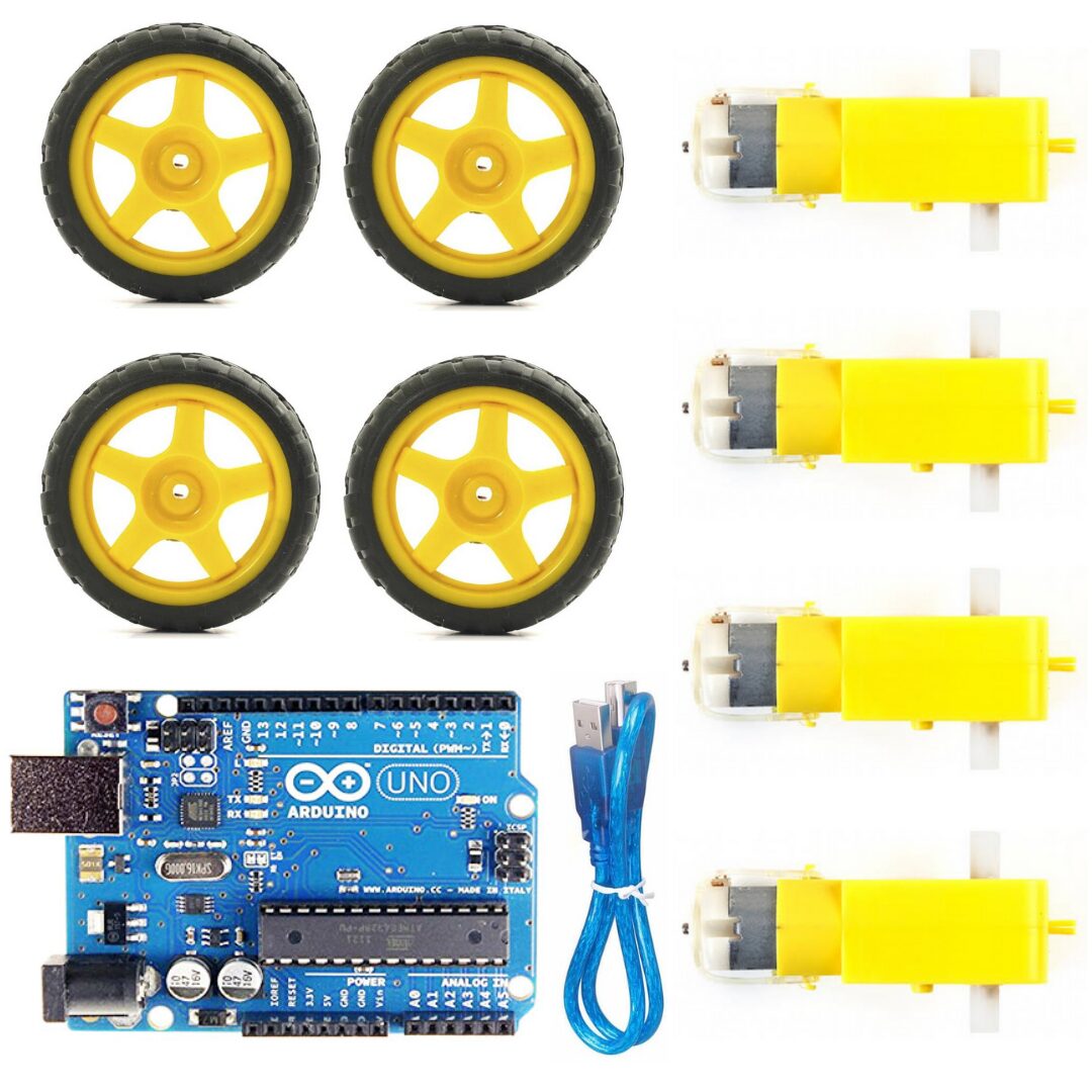 TechVayuyaan's tweet card. Discover our DIY Project Kit! Build your own robot with the Arduino Uno R3, BO motor with wheel, and ultrasonic sensor. Start your fun project today!