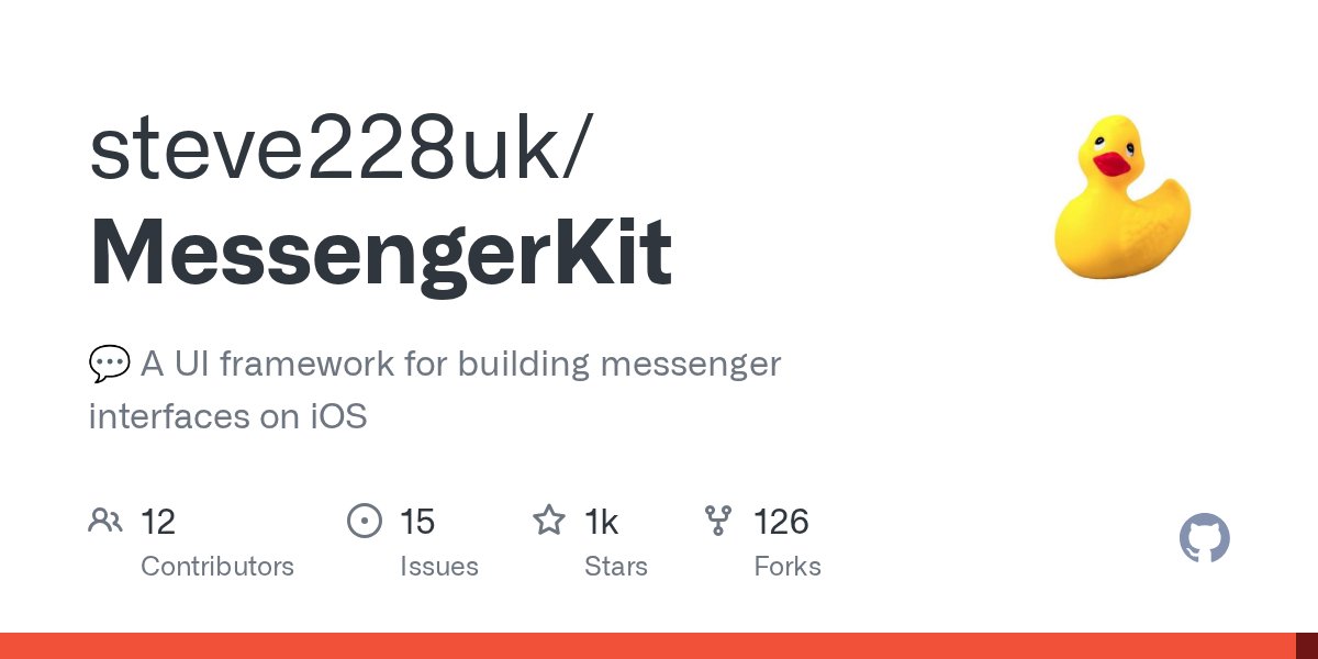 iOSCookies's tweet card. :speech_balloon: A UI framework for building messenger interfaces on iOS - steve228uk/MessengerKit
