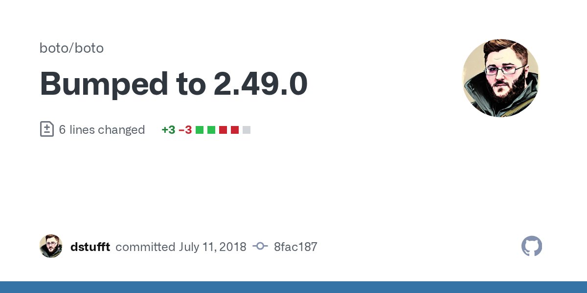 pythonboto's tweet card. Bumped to 2.49.0 · boto/boto@8fac187