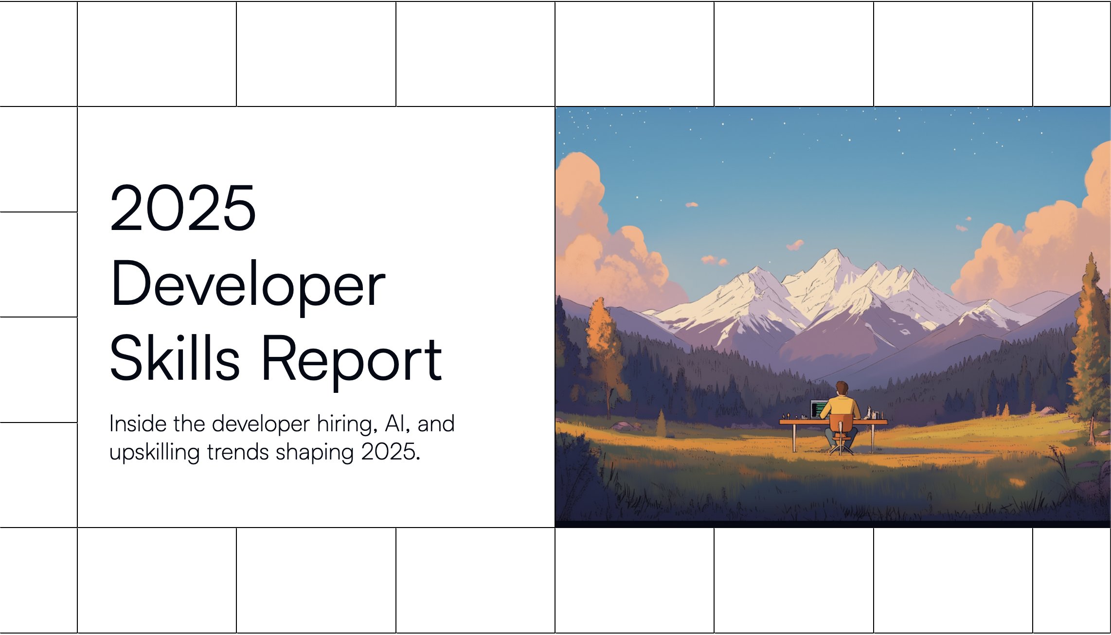 Bob_Lyons's tweet card. Inside the developer hiring, AI, and upskilling trends shaping 2025. Research from over 13K survey responses and the 26M+ HackerRank Developer Community.
