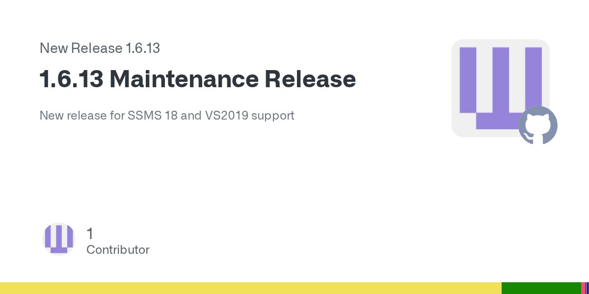 PoorSQL's tweet card. New release for SSMS 18 and VS2019 support