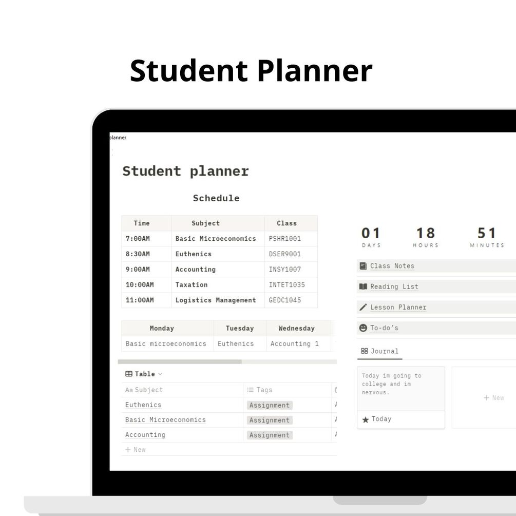 notionvee's tweet card. Student Planner
