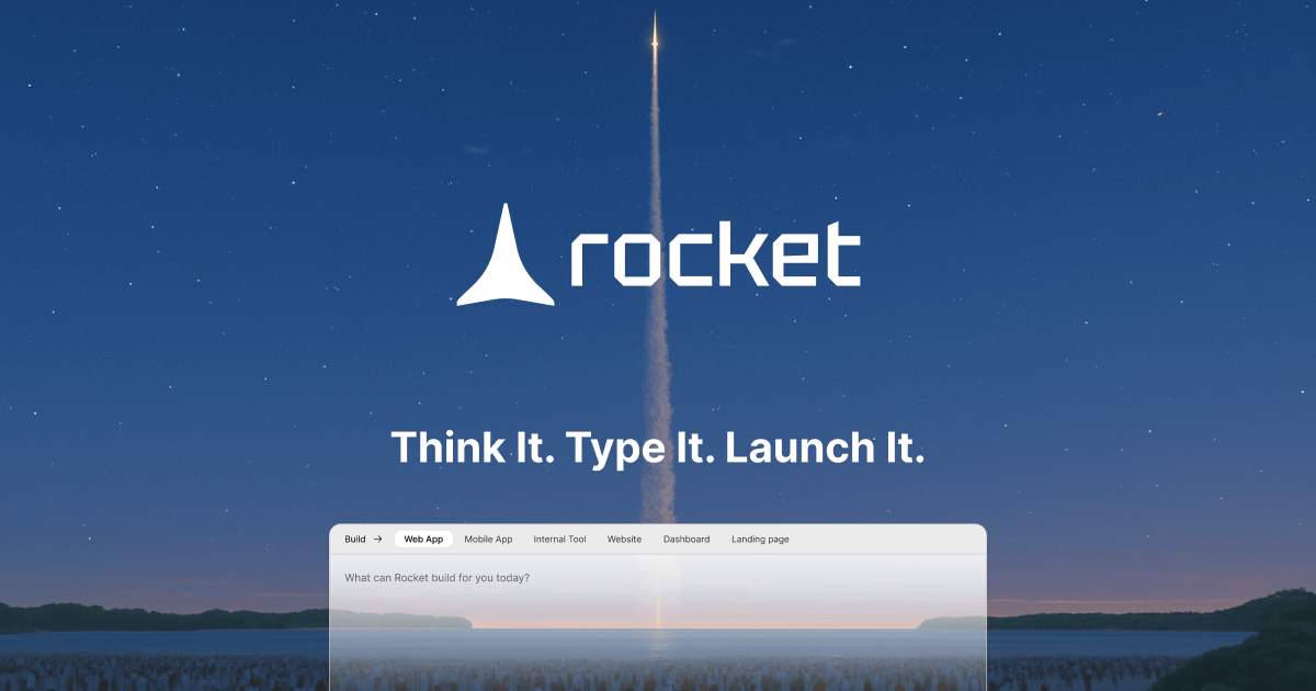 Ronycoder's tweet card. Rocket.new turns ideas into live web & mobile apps in minutes. Enjoy vibe coding—generate clean code, customize with AI, and launch fast, all with no code.
