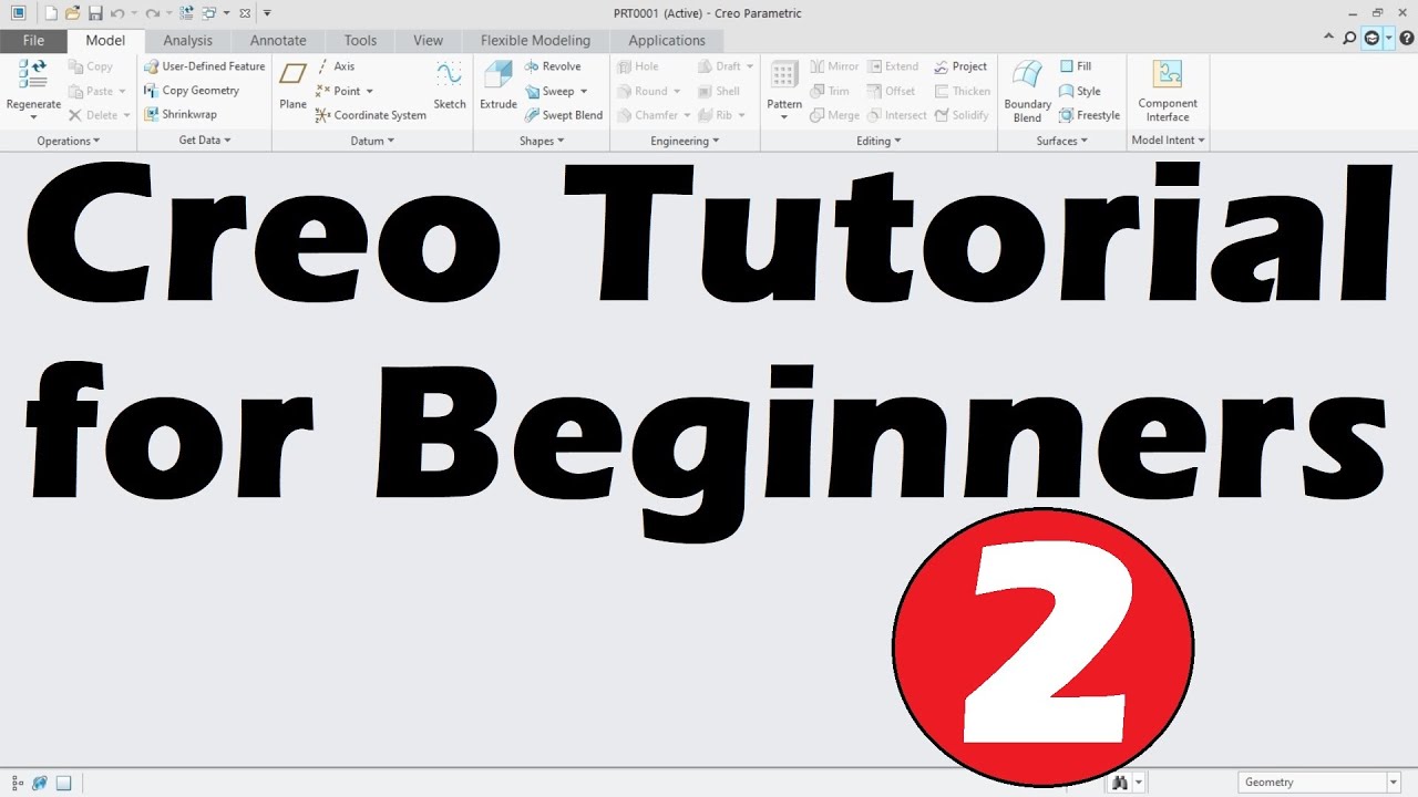 CreoTutorials's tweet card. Creo Tutorial for Beginners - 2 | Creo Part Design Basics Tutorial