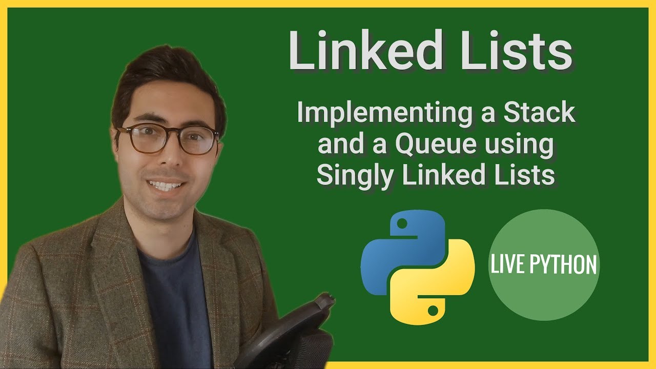 _LivePython's tweet card. Implementing a Stack and a Queue with a Singly Linked List in Python...