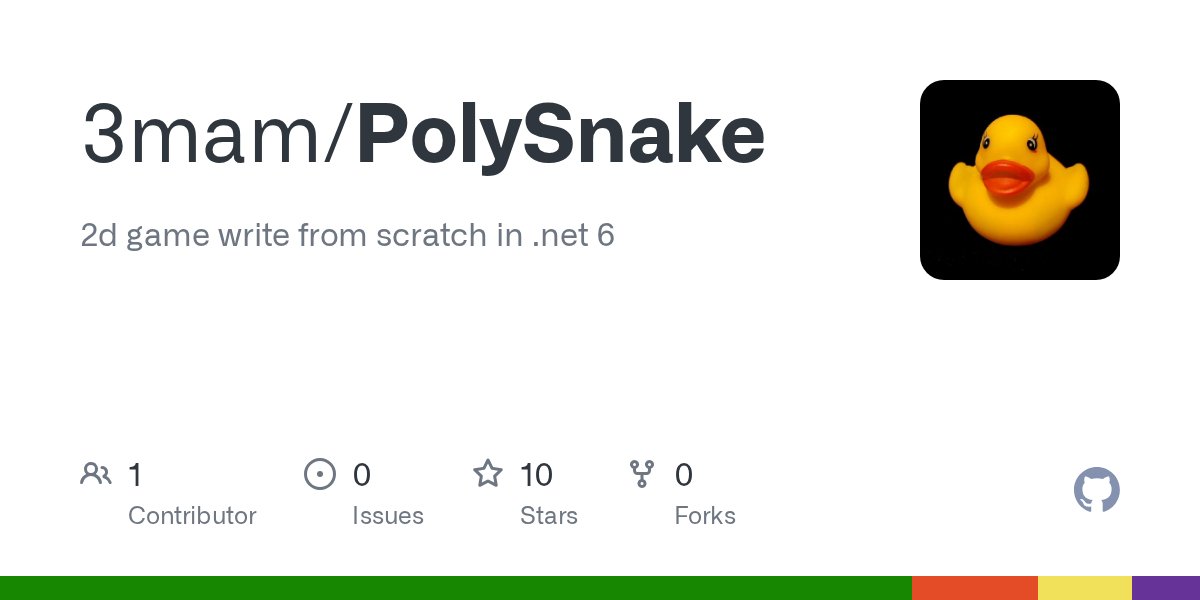 IAmDotDev's tweet card. 2d game write from scratch in .net 6. Contribute to 3mam/PolySnake development by creating an account on GitHub.