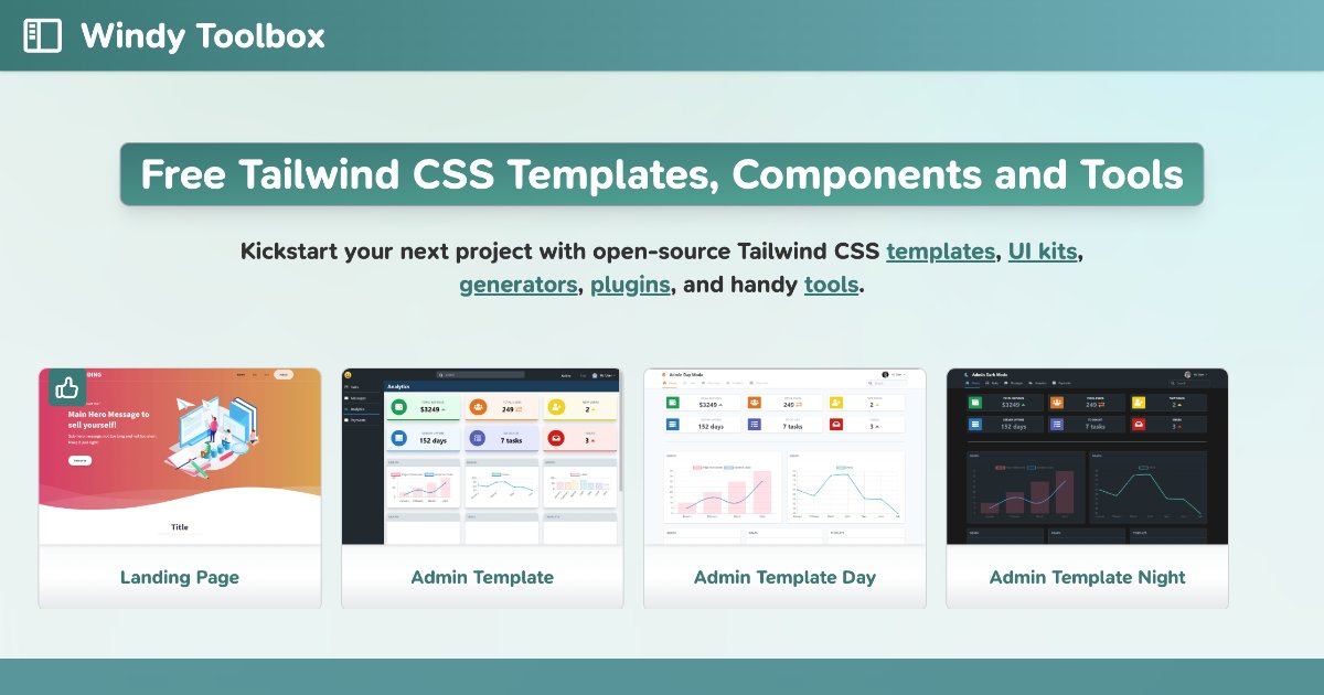 TailwindToolbox's tweet card. Discover a curated collection of Tailwind CSS starter templates, UI components, generators, and tools (Formerly Tailwind Toolbox)
