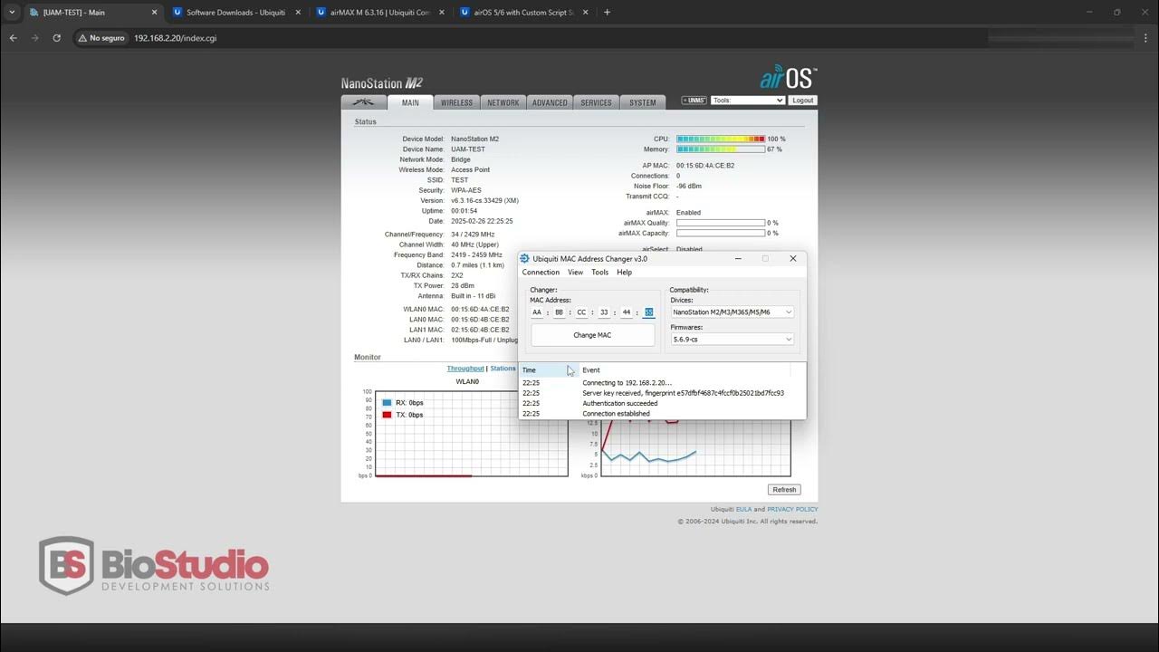 BioStudioCorp's tweet card. Ubiquiti MAC Address Changer v3.0 | Firmware v6.3.16 | Cambio MAC...