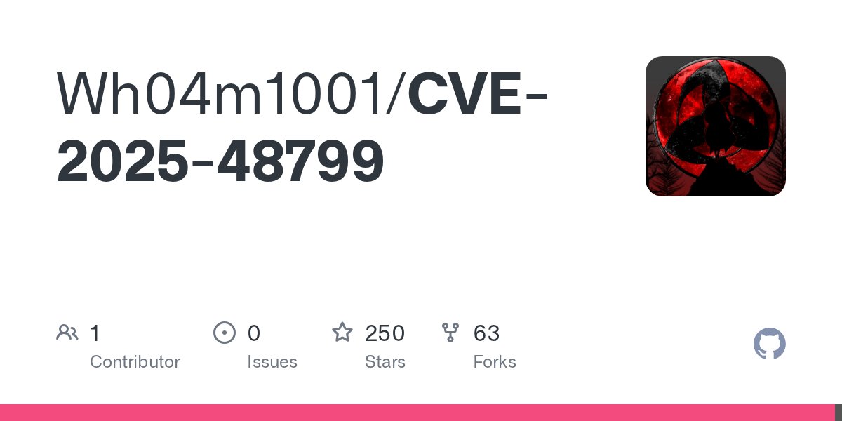 filip_dragovic's tweet card. Contribute to Wh04m1001/CVE-2025-48799 development by creating an account on GitHub.