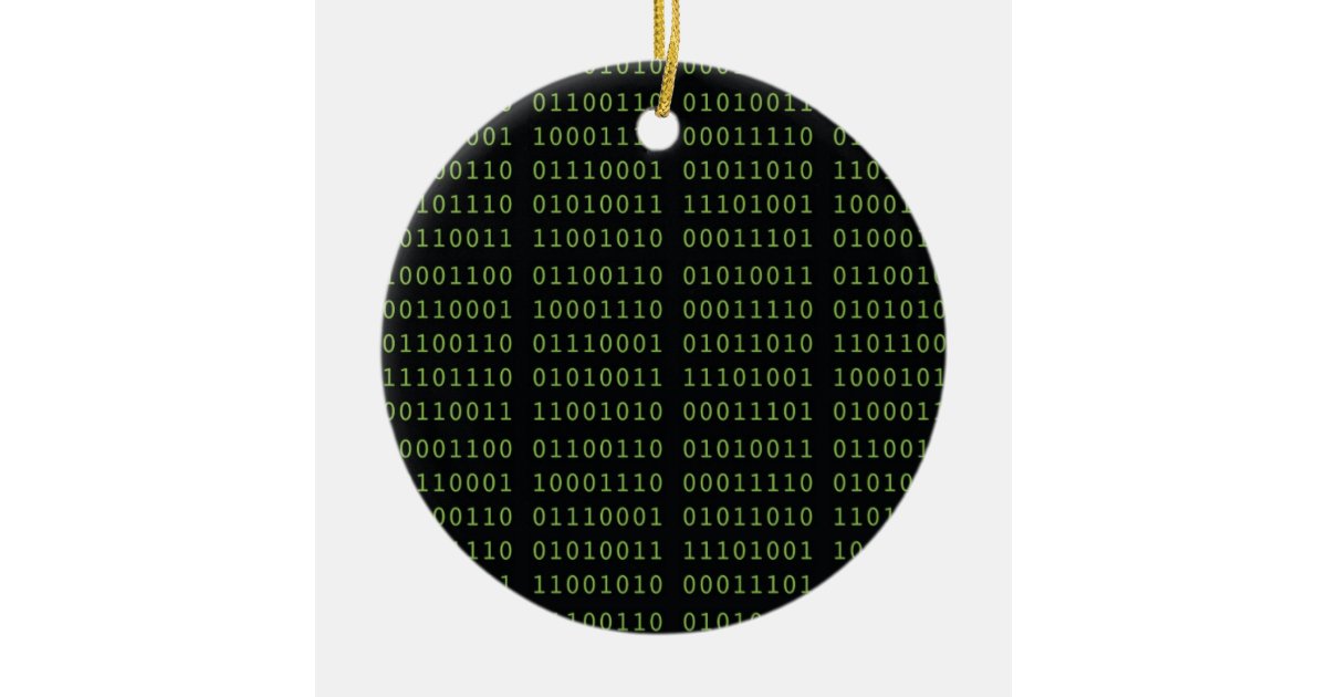 TerryWeaver111's tweet card. Data encoded with the binary number system of ones and zeros. Personalize this ornament with any name or text on the back.