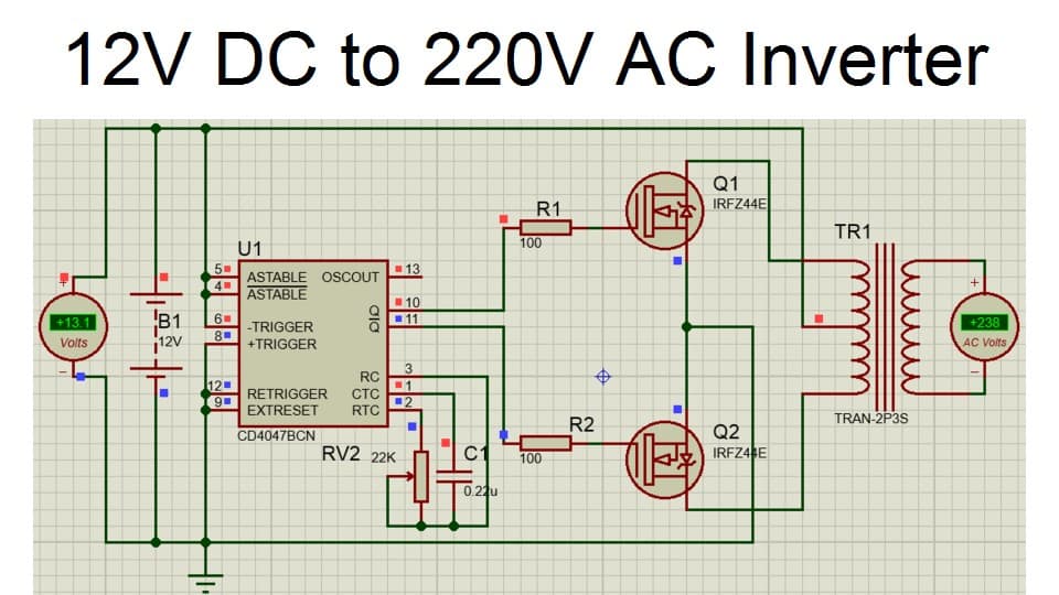 how2electronics's tweet card. Overview The post is about 12V DC to 220V AC inverter circuit designed with few easily available components. Inverters are often needed at places where it