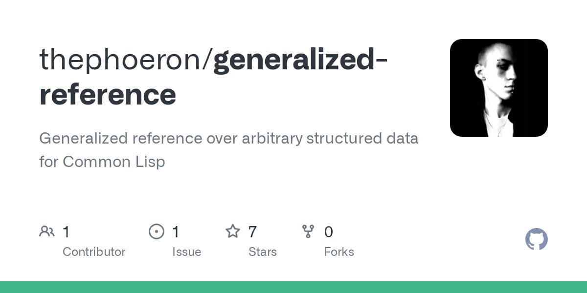 thephoeron's tweet card. Generalized reference over arbitrary structured data for Common Lisp - thephoeron/generalized-reference