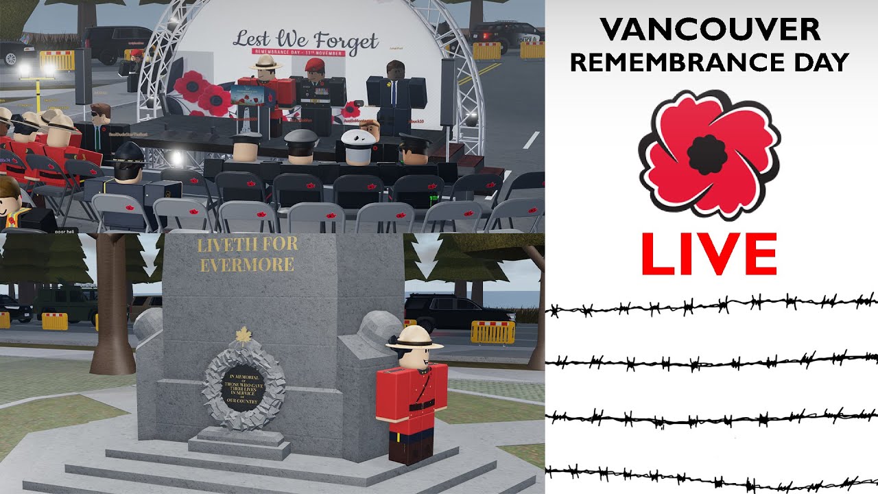 VancouverRoblox's tweet card. 🔴Roblox City of Vancouver | Remembrance Day Ceremony!